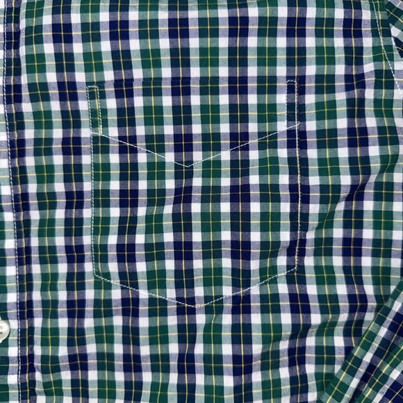 GAP Button Down Shirt Boys XL Green Blue Plaid Check Long Sleeve Casual - Picture 3 of 7